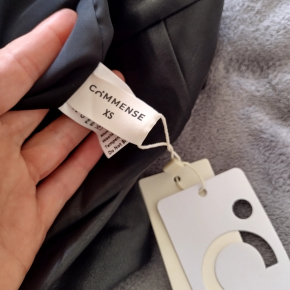 NWT Commense Asymmetric Patchwork Faux Leather Chiffon Pleated Maxi Skirt Sz Xs - Picture 7 of 9